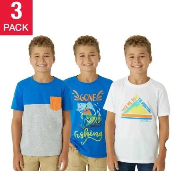 Eddie Bauer Youth 3-pack Tee 14/16 Large - Picture 1 of 7